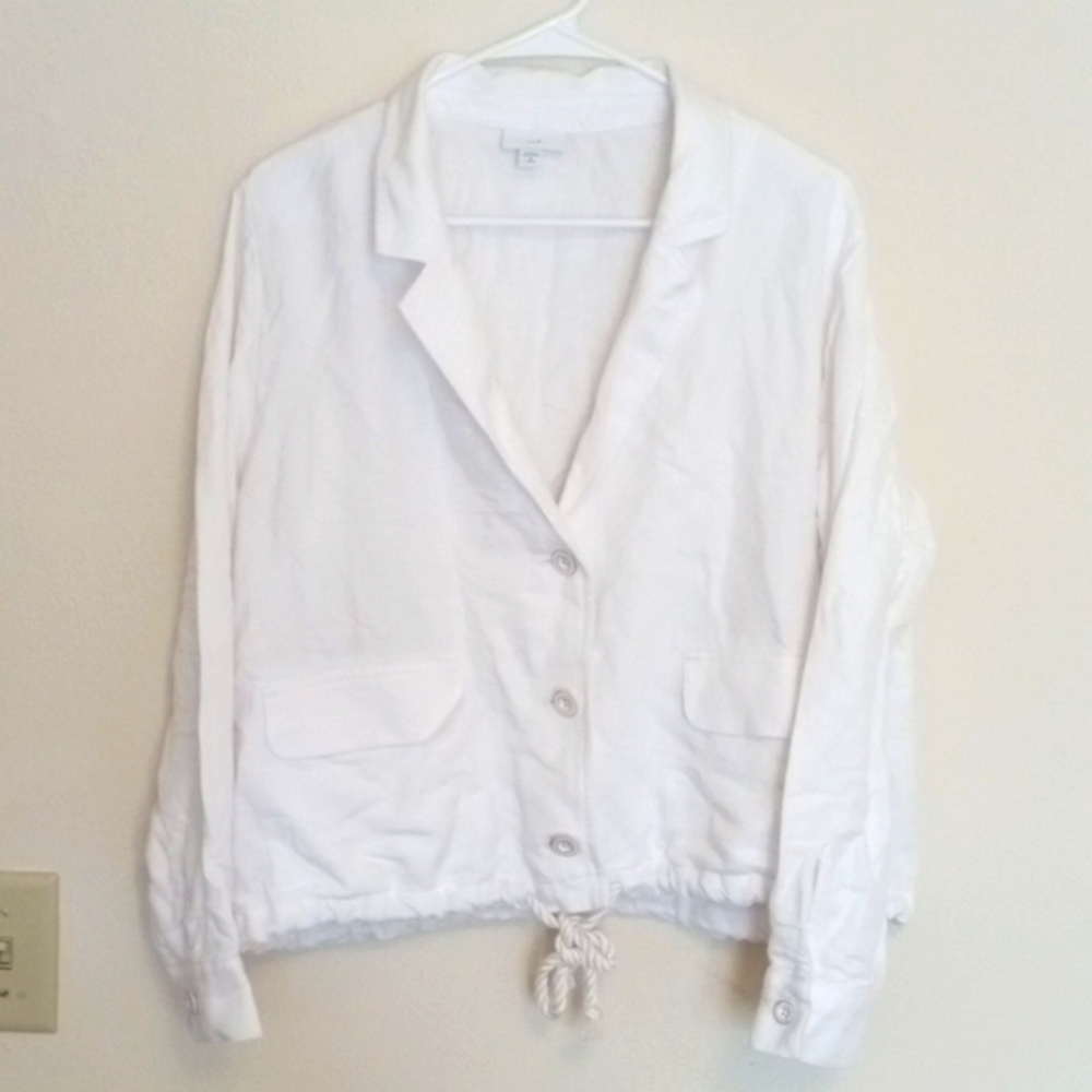 J. Jill White Jacket Linen Petite Medium